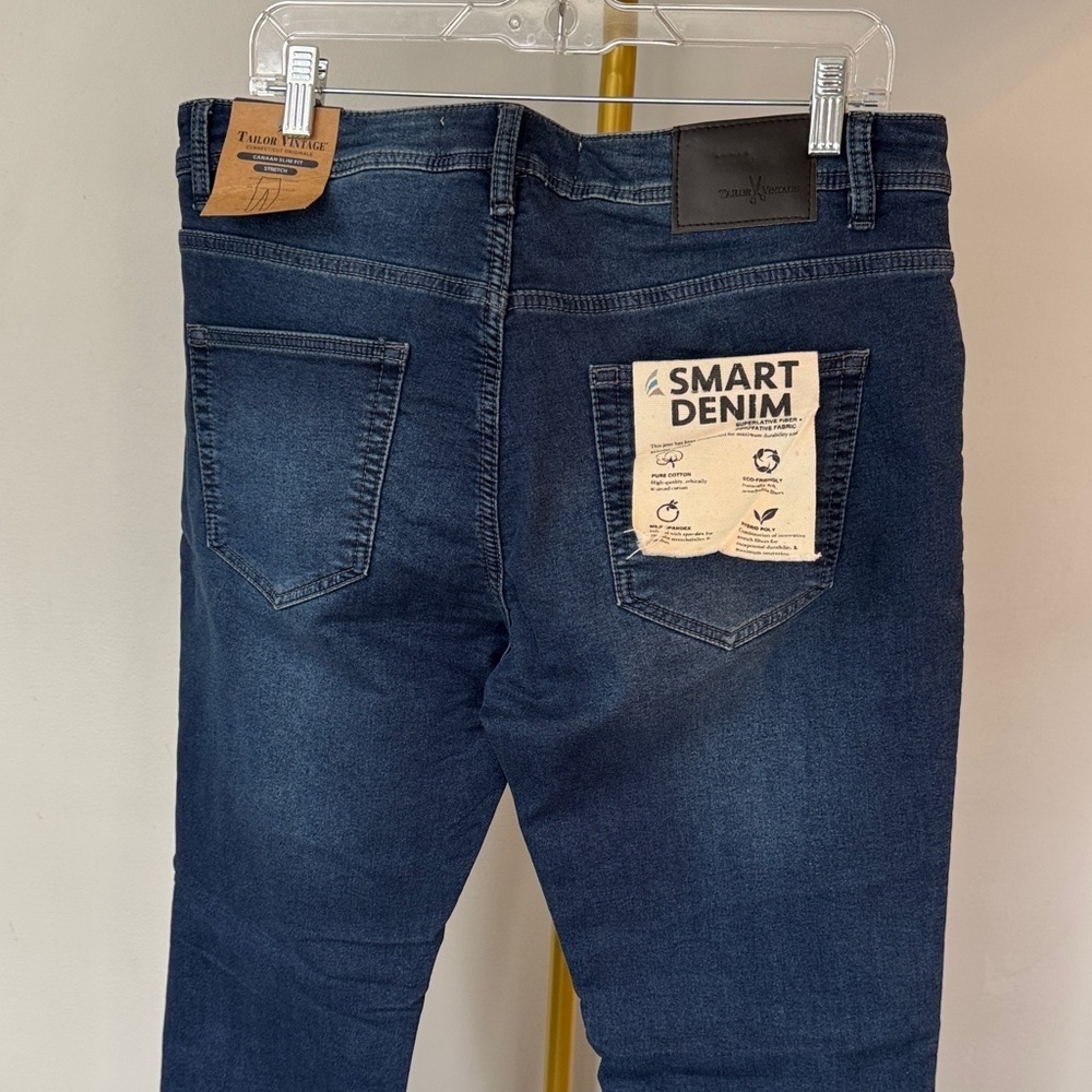 Tailor Vintage Men’s Slim Jeans in Dark Blue Wash NWT 34/32 - Picture 8 of 15